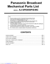Panasonic AJ-SPD850MC Parts List