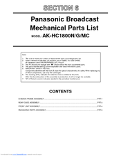 Panasonic AKHC1800N - HD BOX CAMERA Parts List