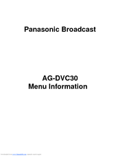 Panasonic AGDVC30 - 3 CCD DV CAMCORDER Menu Information