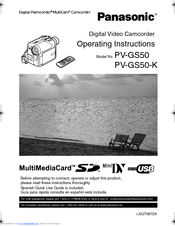Panasonic Palmcorder MultiCam PV-GS50-K Operating Instructions Manual