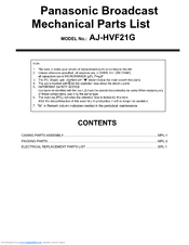 Panasonic AJ-HVF21G Parts List