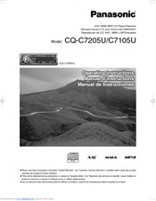 Panasonic CQC7105 - AUTO RADIO/CD DECK Instrucciones De Operación