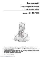Panasonic KX-TD7684 - 2.4Ghz Wireless System Telephone Operating Instructions Manual