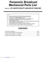 Panasonic BT-YA80G/MC Parts List
