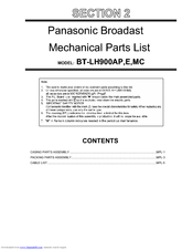 Panasonic BT-LH900E Mechanical Parts List