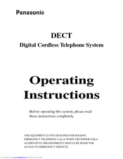 Panasonic Digital Cordless Telephone System Operating Instructions Manual