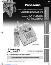 Panasonic KXTG2258S - 2.4 GHZ DIGITAL CDL Operating Instructions Manual