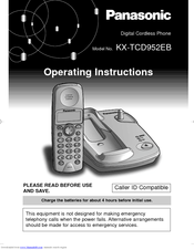 Panasonic KX-TCD952EB Operating Instructions Manual