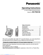 Panasonic KX-TG2130W Operating Instructions Manual