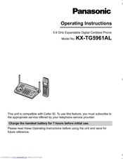 Panasonic KX-TG5961AL Operating Instructions Manual
