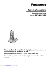 Panasonic KX-TG8070HK Operating Instructions Manual