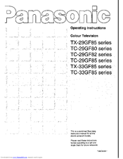 Panasonic TC-29GF80 Series Operating Instructions Manual