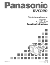 Panasonic AJD215 - DVCPRO CAMCORDER Operating Instructions Manual