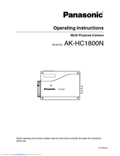 Panasonic AKHC1800N - HD BOX CAMERA Operating Instructions Manual