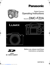 Panasonic Lumix DMC-FZ2A Operating Instructions Manual