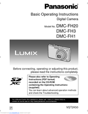 Panasonic DMC-FH20V Basic Operating Instructions Manual