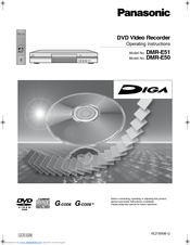 Panasonic Diga DMR-E50 Operating Instructions Manual