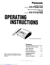 Panasonic KX-F2781NZ Operating Instructions Manual