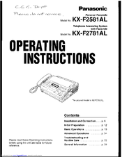 Panasonic KX-F2581AL Operating Instructions Manual
