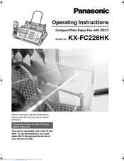 Panasonic KX-FC228HK Operating Instructions Manual