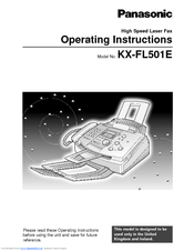 Panasonic KX-FL501E Operating Instructions Manual