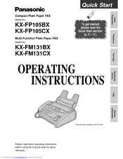 Panasonic KX-FP105CX Operating Instructions Manual