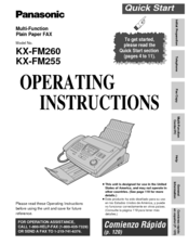 Panasonic KX-FM255 Operating Instructions Manual