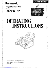 Panasonic KX-FP101NZ Operating Instructions Manual