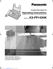 Panasonic KX-FP143HK Operating Instructions Manual