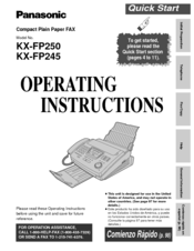 Panasonic KX-FP250 Operating Instructions Manual