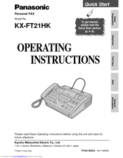 Panasonic KX-FT21HK Operating Instructions Manual