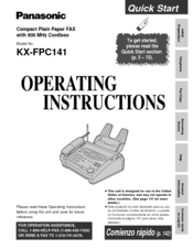Panasonic KX-FPC141 Operating Instructions Manual