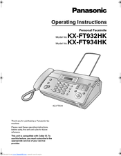Panasonic KX-FT932HK Operating Instructions Manual