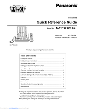 Panasonic KX-PW504E2 Quick Reference Manual