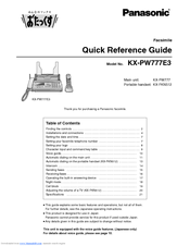 Panasonic KX-PW777E3 Quick Reference Manual