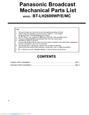 Panasonic BT-LH2600WE Mechanical Parts List
