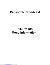 Panasonic BT-LT1700 Menu Information