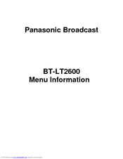 Panasonic BT-LT2600 Menu Information