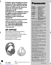 Panasonic RP WF930 Operating Instructions Manual