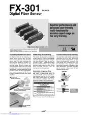 Panasonic Digital Fiber Sensor FX-301 Specification Sheet