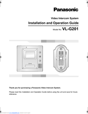 Panasonic VL-G201 Installation And Operation Manual