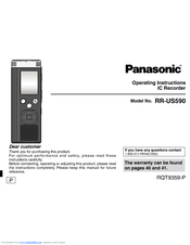 Panasonic RRUS590 - IC RECORDER Operating Instructions Manual
