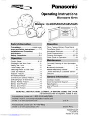 Panasonic NNH625WF - MICROWAVE - 1.2CUFT Operating Instructions Manual