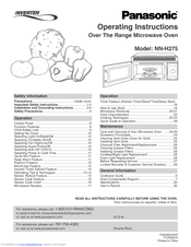 Panasonic NNH275QF - MICROWAVE - 2.0CUFT Operating Instructions Manual