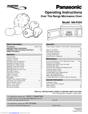 Panasonic NNP294WF - MICROWAVE -2.0 CUFT Operating Instructions Manual