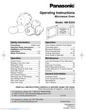 Panasonic Microwave Oven Operating Instructions Model NE-5730A 500 Watt