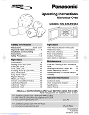 Panasonic NN-S933WF Operating Instructions Manual