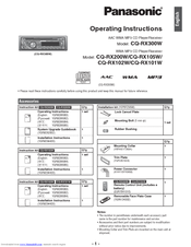 Panasonic CQ-RX101W Operating Instructions Manual