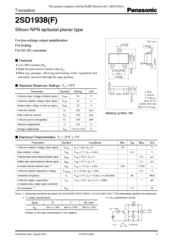 Panasonic 2SD1938(F) Specification Sheet