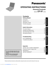 Panasonic CF51QF2DEBM - NOTEBOOK COMPUTER Operating Instructions Manual